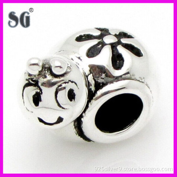 Cute decorative 925 sterling silver oxidized design hard-working bee silver beads